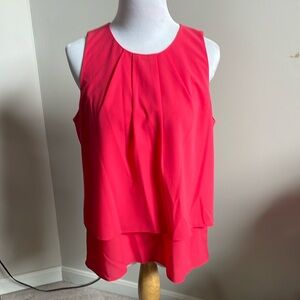J. Crew Factory Pink Sleeveless Pleated Tiered Blouse